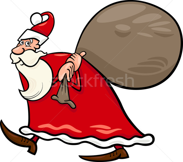 santa claus with sack cartoon illustration Stock photo © izakowski