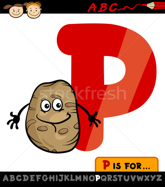 letter p with potato cartoon illustration Stock photo © izakowski