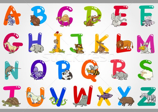 Cartoon alfabet dieren illustraties illustratie kleurrijk Stockfoto © izakowski