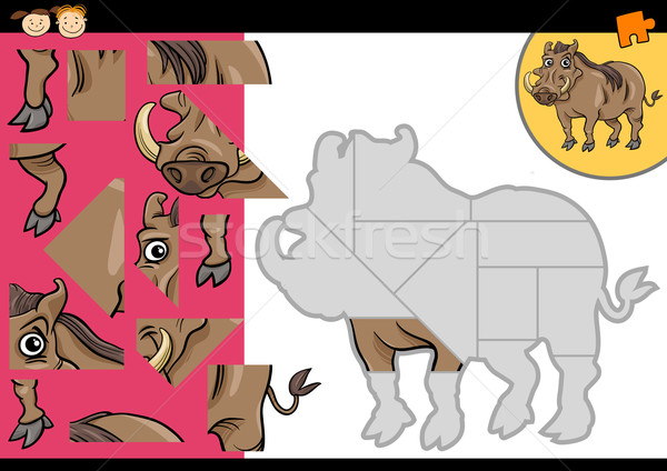 cartoon warthog jigsaw puzzle game Stock photo © izakowski