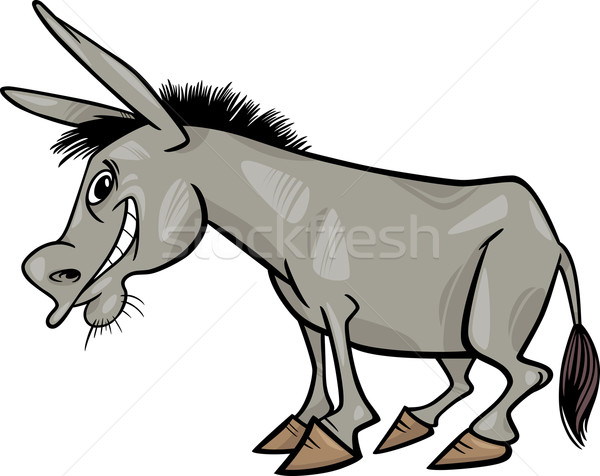 Stock photo: Gray donkey cartoon illustration