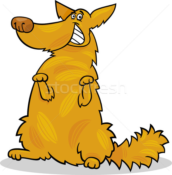 Feliz amarelo desgrenhado em pé cão desenho animado Foto stock © izakowski