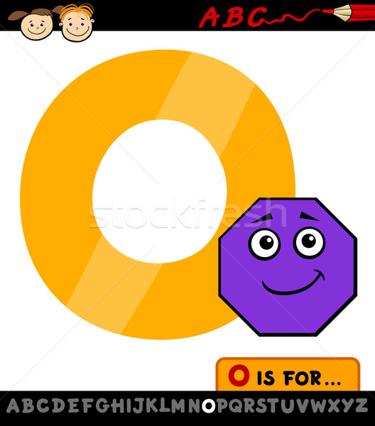 letter o with octagon cartoon illustration Stock photo © izakowski