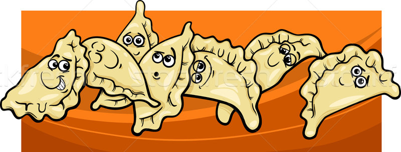 pierogi or dumplings cartoon illustration Stock photo © izakowski