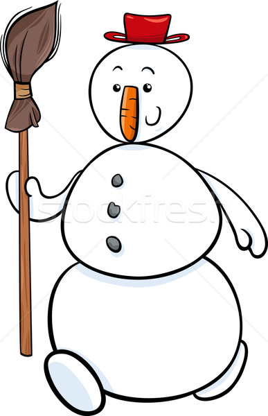 snowman with besom cartoon illustration Stock photo © izakowski