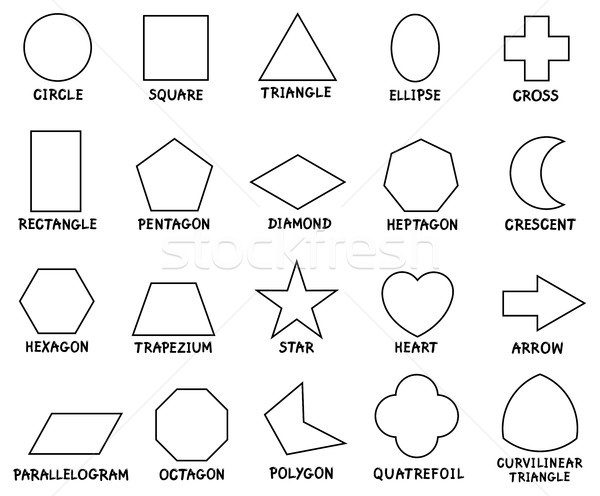 Bildung grundlegende geometrischen Formen schwarz weiß Karikatur Stock foto © izakowski