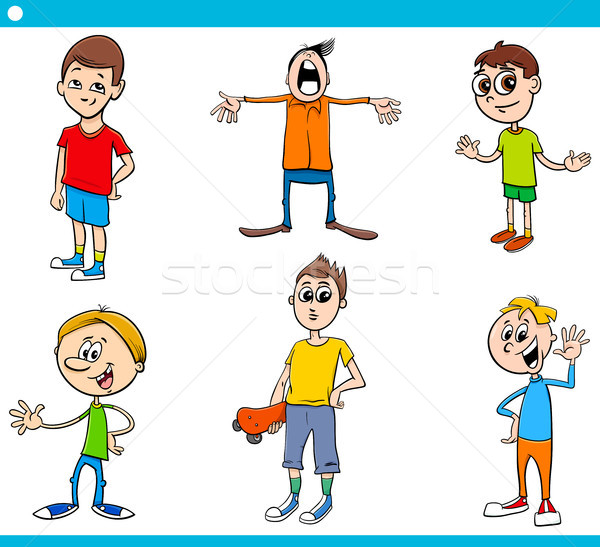 boys children characters cartoon set Stock photo © izakowski