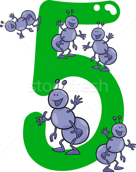 Număr cinci furnici desen animat ilustrare copii Imagine de stoc © izakowski