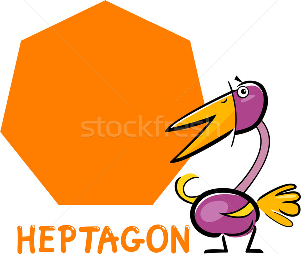 heptagon shape with cartoon bird Stock photo © izakowski