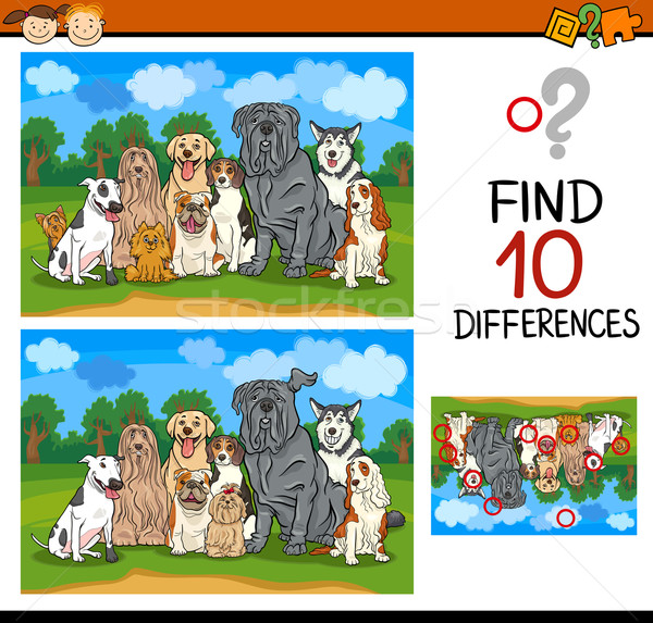 Trouver différences tâche enfants cartoon illustration [[stock_photo]] © izakowski