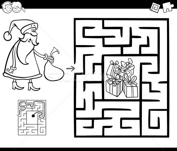 Stock photo: maze activity game with Santa Claus