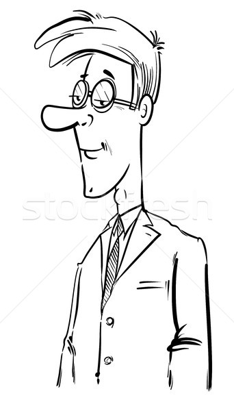 black and white young businessman drawing Stock photo © izakowski