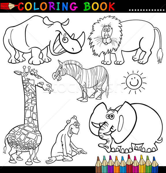Animales libro para colorear página Cartoon ilustración funny Foto stock © izakowski