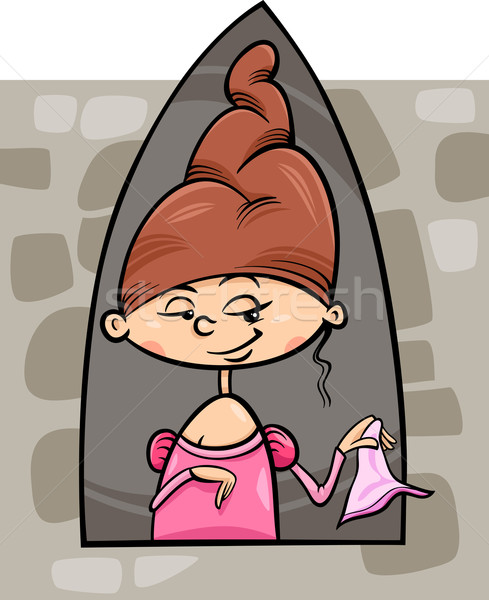 princess in tower cartoon illustration Stock photo © izakowski