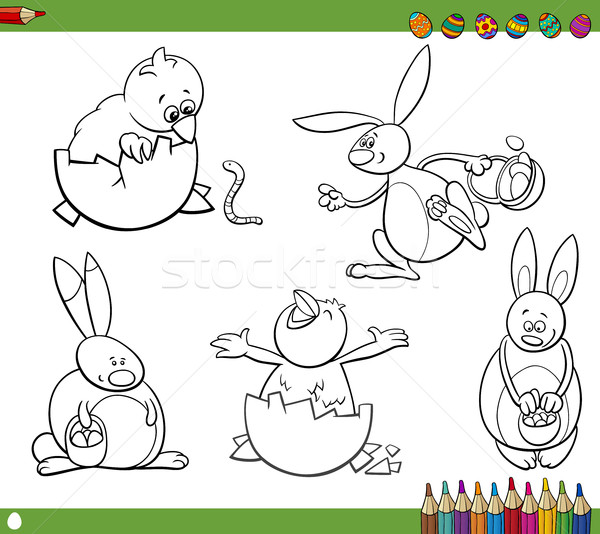 easter characters coloring book Stock photo © izakowski