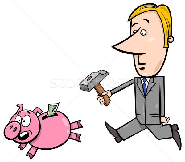 businessman chase piggy bank Stock photo © izakowski