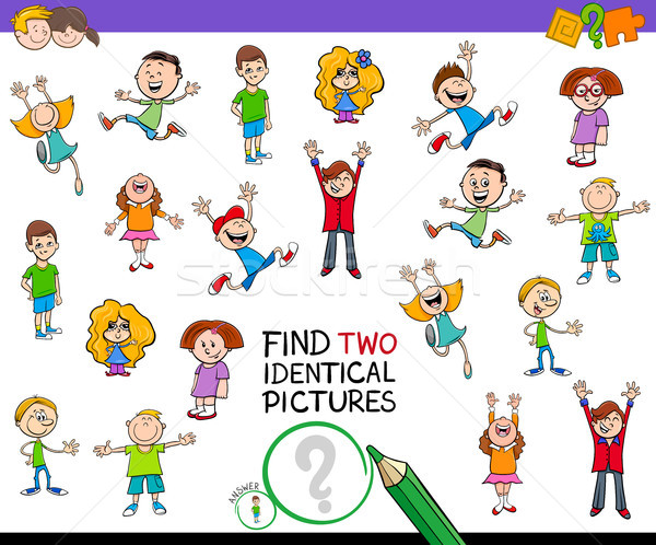 Odnaleźć dwa identyczny zdjęcia gry dzieci Zdjęcia stock © izakowski