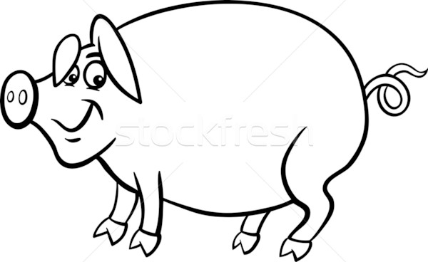 farm pig cartoon for coloring book Stock photo © izakowski