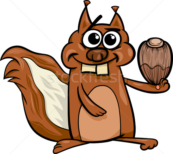 squirrel with nut cartoon illustration Stock photo © izakowski