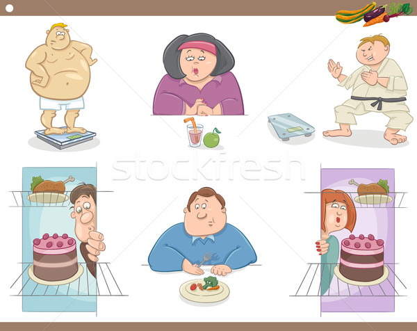 Menschen Ernährung Karikatur Set witzig Illustration Stock foto © izakowski