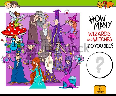 witches and wizards cartoon characters group Stock photo © izakowski