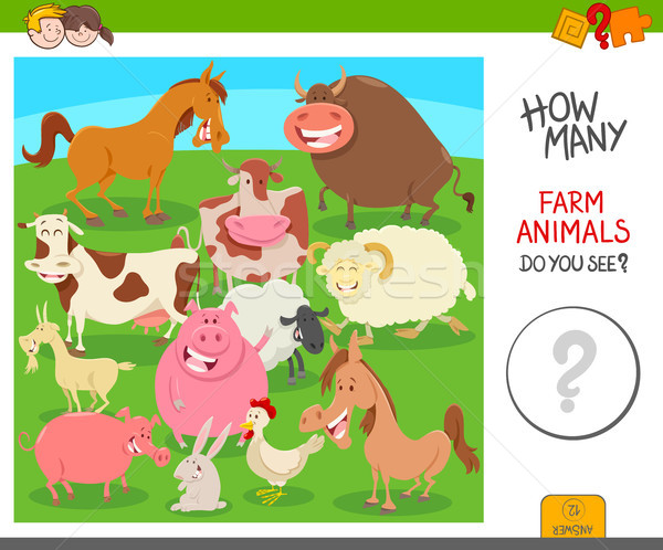 count the farm animals activity game Stock photo © izakowski