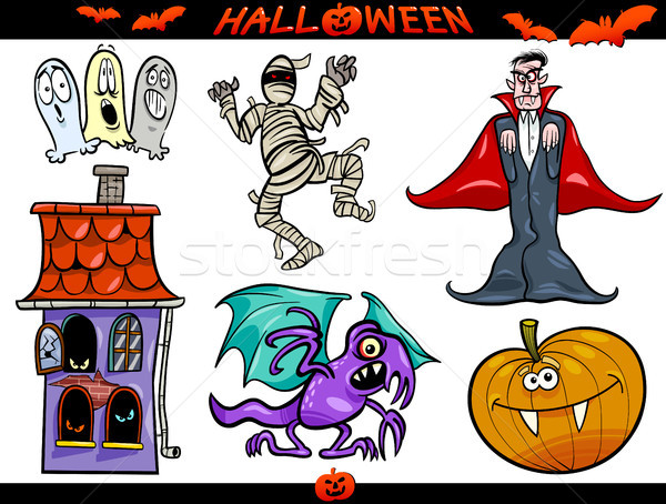 Halloween cartoon tematy zestaw ilustracja wakacje Zdjęcia stock © izakowski