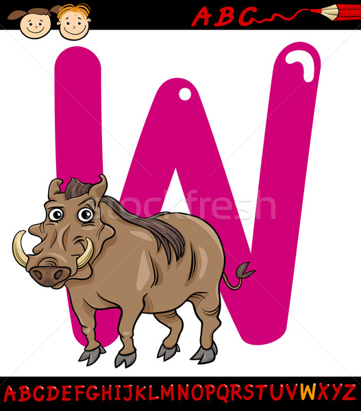 letter w for warthog cartoon illustration Stock photo © izakowski