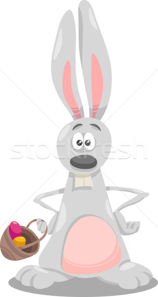 bunny and easter eggs cartoon illustration Stock photo © izakowski