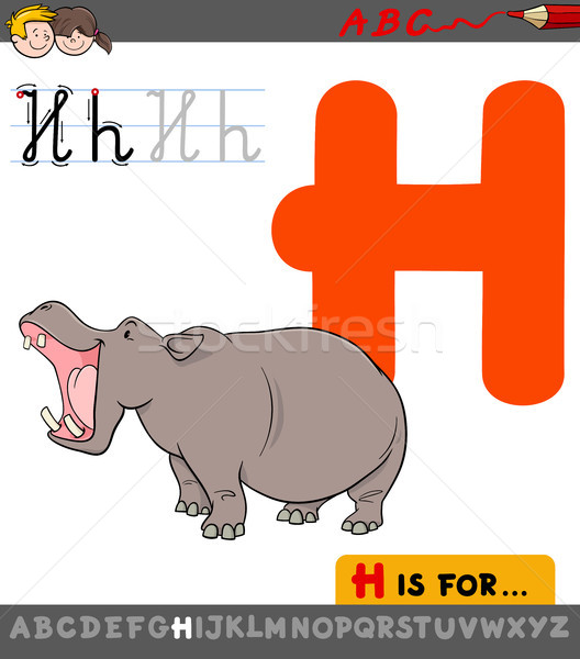 letter h with cartoon hippopotamus Stock photo © izakowski