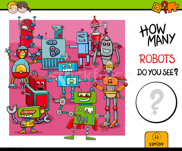 counting robots educational game for kids Stock photo © izakowski