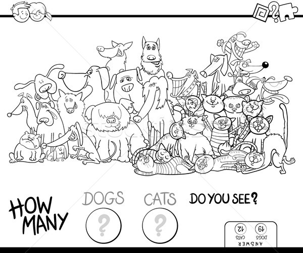 how many dogs and cats game color book Stock photo © izakowski