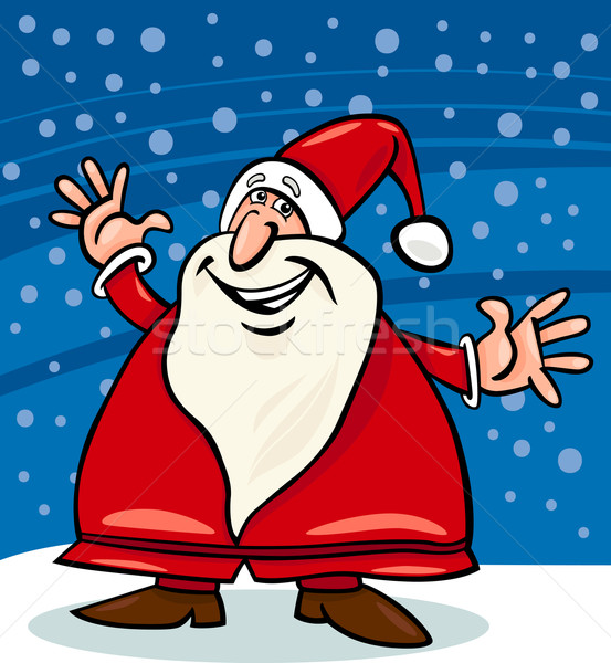 santa claus and snow cartoon illustration Stock photo © izakowski