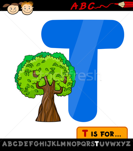 Litera t drzewo cartoon ilustracja alfabet Zdjęcia stock © izakowski