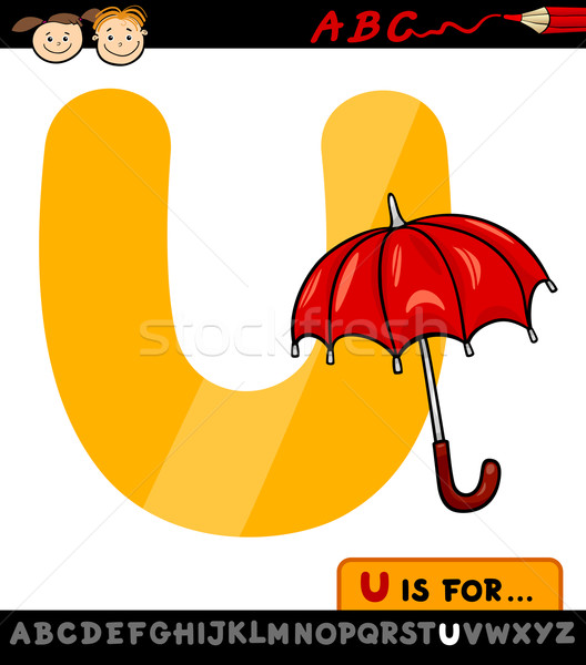 letter u with umbrella cartoon illustration Stock photo © izakowski