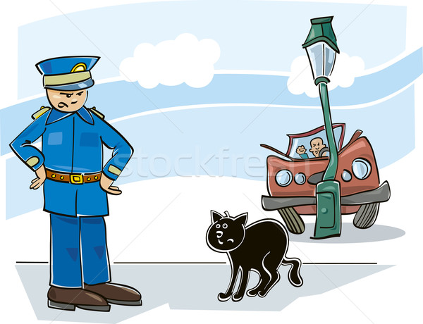 Fekete macska átok illusztráció autó baleset mérges Stock fotó © izakowski