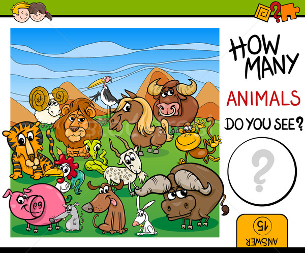 Сток-фото: животные · игры · дети · Cartoon · иллюстрация · образовательный