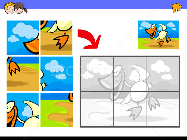 jigsaw puzzles with duck bird farm animal Stock photo © izakowski