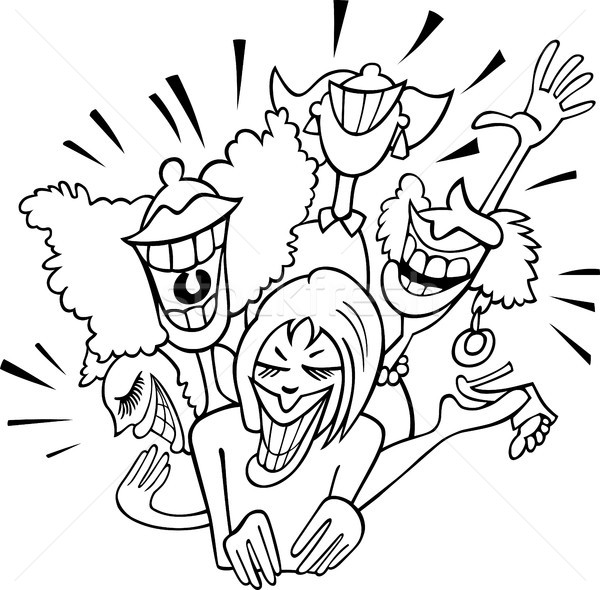 Stock photo: joyful group of women cartoon