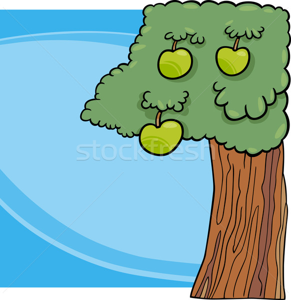 蘋果樹 漫畫 插圖 綠色 蘋果 樹 商業照片 © izakowski