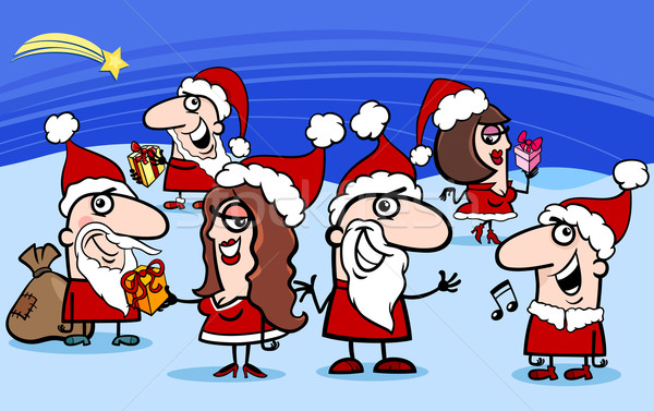 christmas santa clauses cartoon Stock photo © izakowski