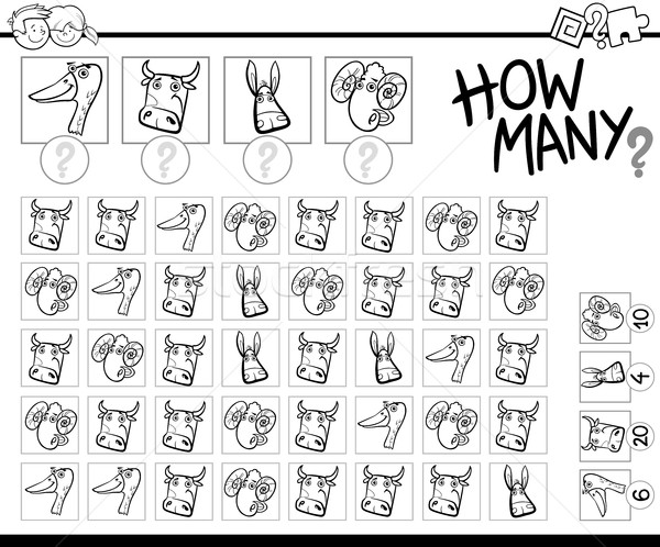 count farm animals coloring page Stock photo © izakowski