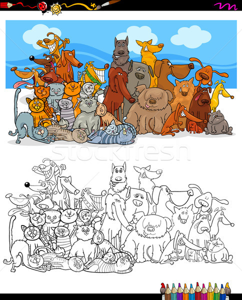 cats and dogs characters group color book Stock photo © izakowski