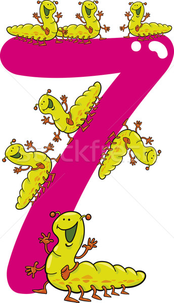 числа семь Caterpillar Cartoon иллюстрация Гусеницы Сток-фото © izakowski