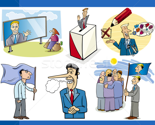 Cartoon politiek ingesteld illustratie humoristisch Stockfoto © izakowski