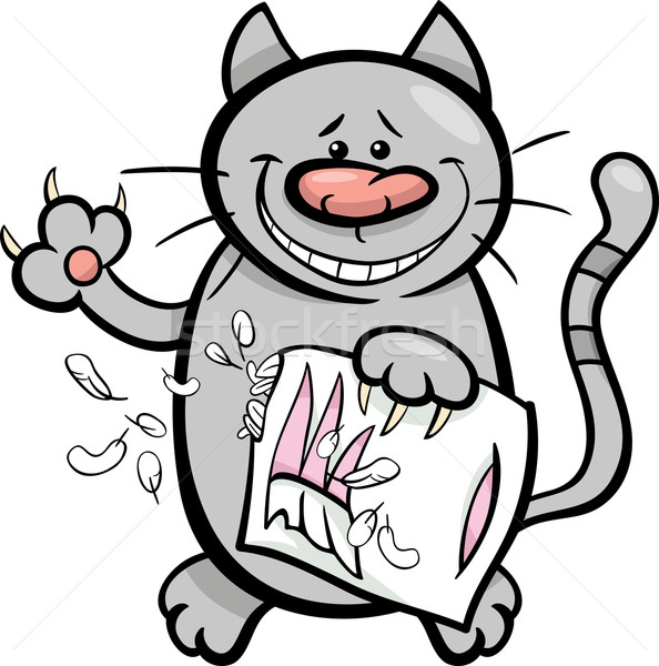 cat with pillow cartoon illustration Stock photo © izakowski