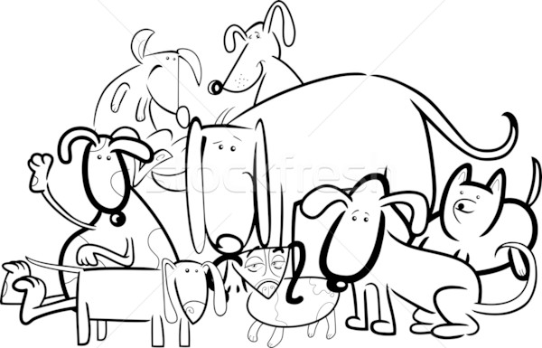 Cartoon Group of Dogs for Coloring Stock photo © izakowski