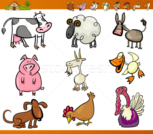 Animales de granja establecer Cartoon ilustración funny granja Foto stock © izakowski