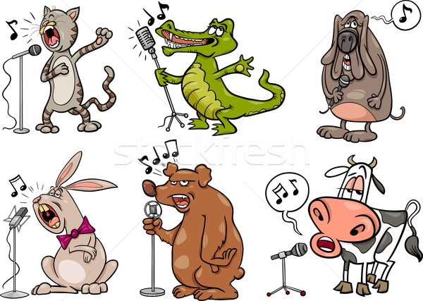 singing animals set cartoon illustration Stock photo © izakowski