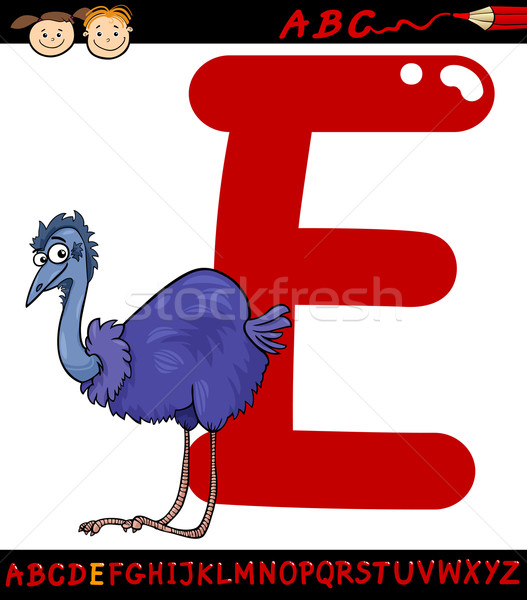 letter e for emu cartoon illustration Stock photo © izakowski